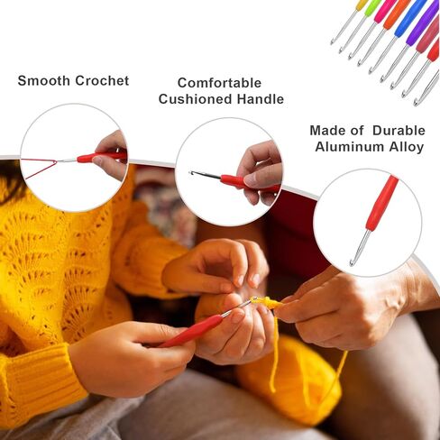 Crochet Kits for Beginners with Case, 78PCS Crochet Hooks Set Beginners Crochet Kit with Canvas Tote Bag, 10 Yarns and Crochet Hooks, Knitting Needles, Crochet Starter Kit for Kids Adults Professional in Kuwait