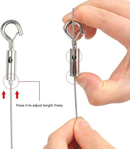 2PCS Adjustable Picture Hanging Wire Kit with D Rings 2m x 1.5mm Heavy Duty Mirror Hanging Wire with Loop and Hook Stainless Steel Hanging Wire Rope for Picture, Mirror, Light Hold Up to 20KG in Kuwait