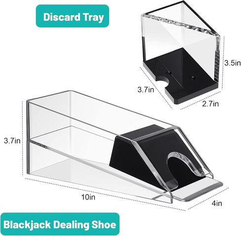 Honoson Blackjack Shoe and Discard Tray Clear Acrylic Blackjack Dealing Shoe Card Dispenser for Playing Cards Discard Holder Trays for Blackjack Game Poker Accessories (8 Deck) in Saudi Arabia