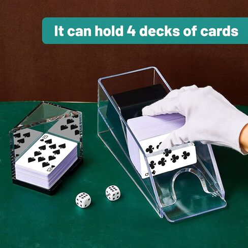 Honoson Blackjack Shoe and Discard Tray Clear Acrylic Blackjack Dealing Shoe Card Dispenser for Playing Cards Discard Holder Trays for Blackjack Game Poker Accessories (8 Deck) in Saudi Arabia