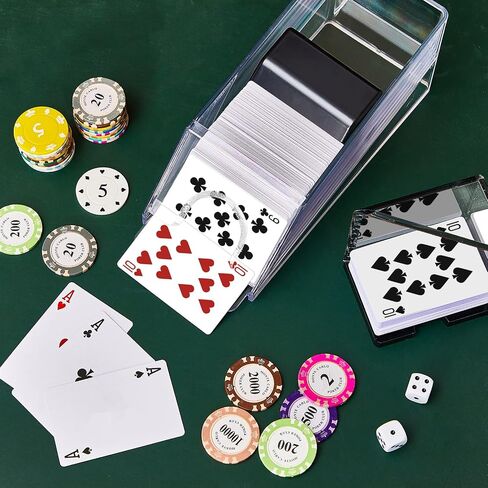 Honoson Blackjack Shoe and Discard Tray Clear Acrylic Blackjack Dealing Shoe Card Dispenser for Playing Cards Discard Holder Trays for Blackjack Game Poker Accessories (8 Deck) in Saudi Arabia