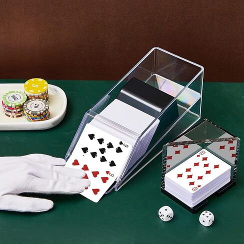 Honoson Blackjack Shoe and Discard Tray Clear Acrylic Blackjack Dealing Shoe Card Dispenser for Playing Cards Discard Holder Trays for Blackjack Game Poker Accessories (8 Deck) in Saudi Arabia