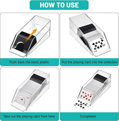 Honoson Blackjack Shoe and Discard Tray Clear Acrylic Blackjack Dealing Shoe Card Dispenser for Playing Cards Discard Holder Trays for Blackjack Game Poker Accessories (8 Deck) in Saudi Arabia