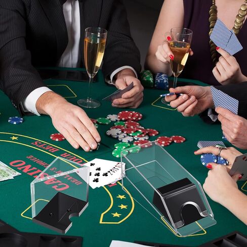 Honoson Blackjack Shoe and Discard Tray Clear Acrylic Blackjack Dealing Shoe Card Dispenser for Playing Cards Discard Holder Trays for Blackjack Game Poker Accessories (8 Deck) in Saudi Arabia