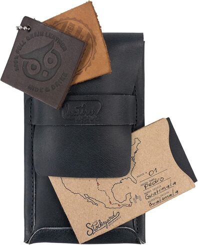 Double Pen Case Handmade from Full Grain Leather - Bourbon Brown in Kuwait