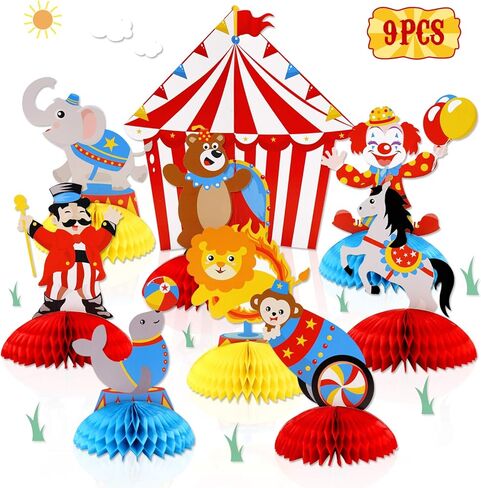 قطع زينة مركزية ثلاثية الابعاد على شكل خلية نحل من السيرك والكرنفال واعياد الميلاد وحفلات استقبال المولود الجديد، مجموعة من 9 قطع in Kuwait