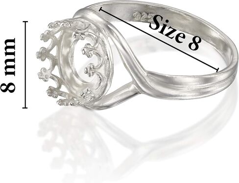 925 Sterling Silver Size 5-9 Ring Blank with 8mm Round Bezel in Saudi Arabia
