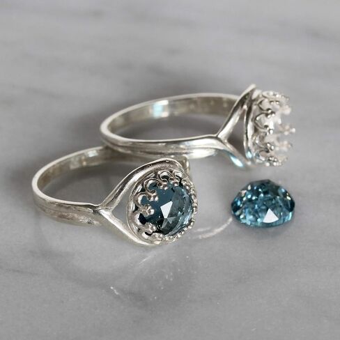 925 Sterling Silver Size 5-9 Ring Blank with 8mm Round Bezel in Saudi Arabia