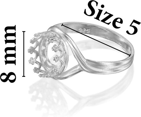 925 Sterling Silver Size 5-9 Ring Blank with 8mm Round Bezel in Kuwait