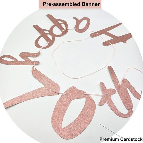 WOJOGO 70th Birthday Decorations Women, Rose Gold 70 Birthday Decorations for Men, Including Happy 70th Birthday Banner Hanging Swirls Birthday Cake Topper Balloons for Party Supplies in Kuwait