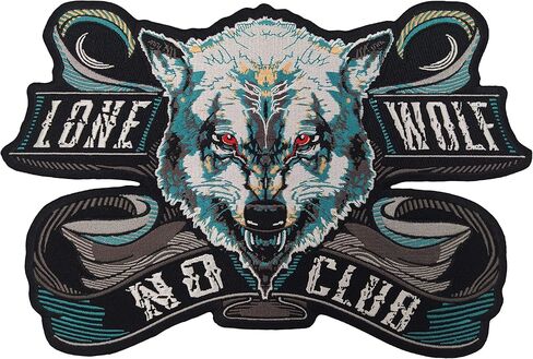 nuttui Lone Wolf No Club Large Embroidered Motorcycle Jacket & Biker Vest Back Patch in Kuwait