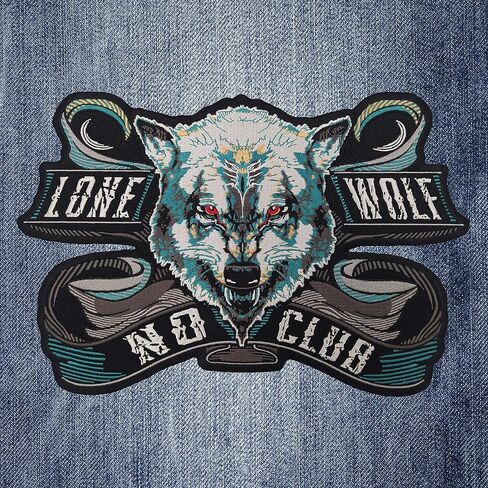nuttui Lone Wolf No Club Large Embroidered Motorcycle Jacket & Biker Vest Back Patch in Kuwait