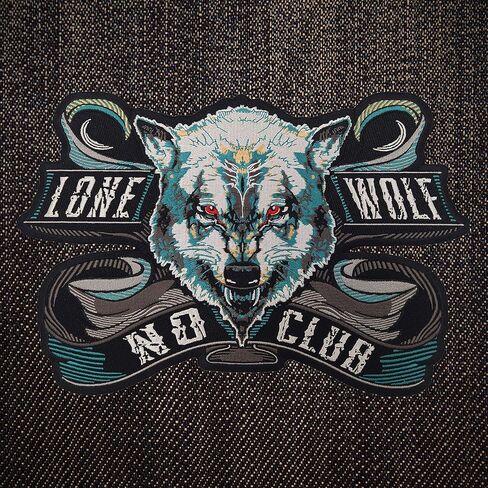nuttui Lone Wolf No Club Large Embroidered Motorcycle Jacket & Biker Vest Back Patch in Kuwait