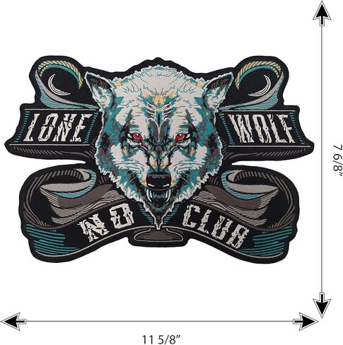 nuttui Lone Wolf No Club Large Embroidered Motorcycle Jacket & Biker Vest Back Patch in Kuwait