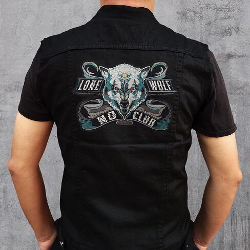 nuttui Lone Wolf No Club Large Embroidered Motorcycle Jacket & Biker Vest Back Patch in Kuwait