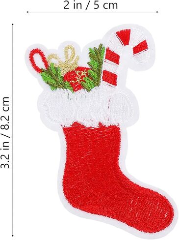 10pcs Christmas Iron on Patches Xmas Stocking Embroidered Patches Appliques Sew On Patches for Jeans Backpacks Clothes in Saudi Arabia