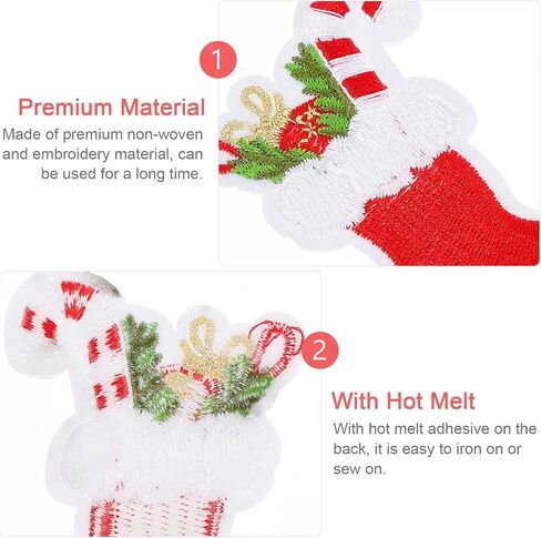 10pcs Christmas Iron on Patches Xmas Stocking Embroidered Patches Appliques Sew On Patches for Jeans Backpacks Clothes in Saudi Arabia