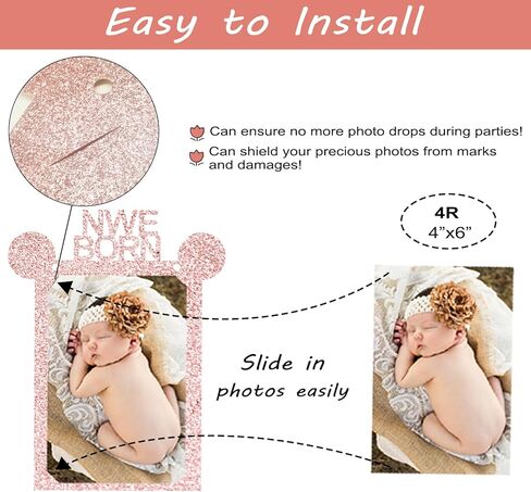 WNINK 1st Rose Gold Birthday Photo Banner for Baby from Newborn to 12 Months, 1st Birthday Decorations Girl Monthly Milestones Bunting Garland Safari Jungle Baby Shower Birthday Decor in Kuwait