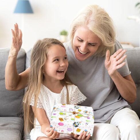 ورق تغليف هدايا عيد الميلاد للأطفال الأولاد والبنات من نيبوغ، ورق تغليف هدايا بتصميم البوم الملون، حيوانات لطيفة، 6 أوراق مطوية مسطحة 50.8 × 71.12 سم لكل ورقة لحفلات عيد ميلاد الطفل ودش روضة الأطفال in Kuwait