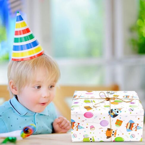 ورق تغليف هدايا عيد الميلاد للأطفال الأولاد والبنات من نيبوغ، ورق تغليف هدايا بتصميم البوم الملون، حيوانات لطيفة، 6 أوراق مطوية مسطحة 50.8 × 71.12 سم لكل ورقة لحفلات عيد ميلاد الطفل ودش روضة الأطفال in Kuwait