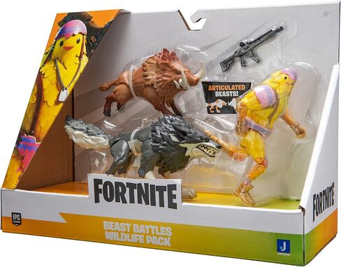 فورتنايت ذئب وخنزير - وضع مزدوج - مجسمات ذئب وخنزير وكلاك مفصلية مقاس 4 انش مع ملحق سلاح in Saudi Arabia
