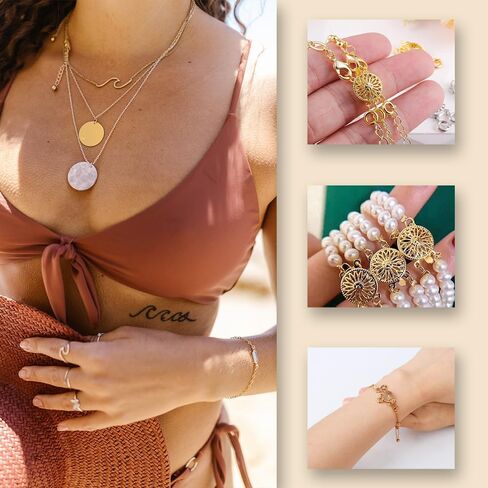 مشابك قلادة بطبقات من الذهب عيار 14 قيراط من MUNAN، ومحول قفل قفل المجوهرات وموسع سلسلة لقلائد وأساور متعددة خالية من التشابك in Kuwait