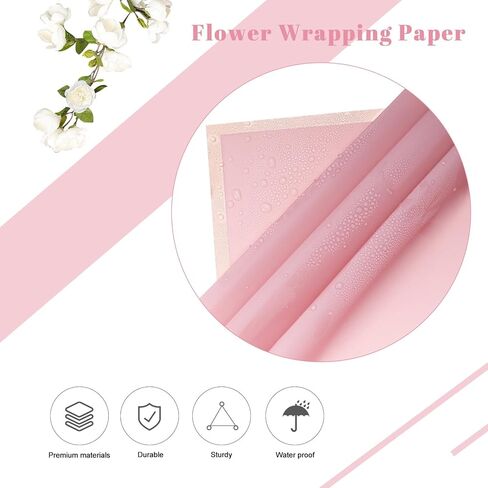 OALEN 80 ورقة ورق تغليف الزهور مقاوم للماء بحافة ذهبية لوازم باقة زهور مع شريط ورق تغليف باقة زهور لحفلات الزفاف وتغليف هدايا عيد الميلاد ومتجر الزهور DIY باقة الزهور الحرفية in Kuwait