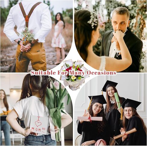 OALEN 80 ورقة ورق تغليف الزهور مقاوم للماء بحافة ذهبية لوازم باقة زهور مع شريط ورق تغليف باقة زهور لحفلات الزفاف وتغليف هدايا عيد الميلاد ومتجر الزهور DIY باقة الزهور الحرفية in Kuwait