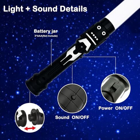 لعبة YUN.arbor Lightsabers، 7 ألوان، 2 في 1 سيوف مبارزة RGB بشفرة مزدوجة مع وضع كتم صوت FX لمحبي الأفلام التنكرية وهدية عيد الميلاد in Kuwait