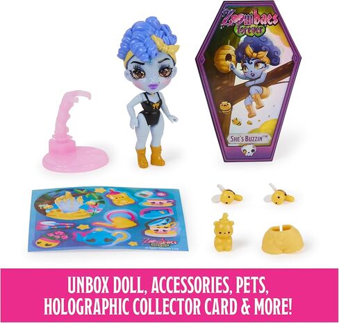 Zombaes Forever, Wild Vibes, Surprise Collectible Zombie Figure, Doll Accessories & Toy Coffin (Styles May Vary), 3.5-inch, Kids Toys for Girls in Kuwait