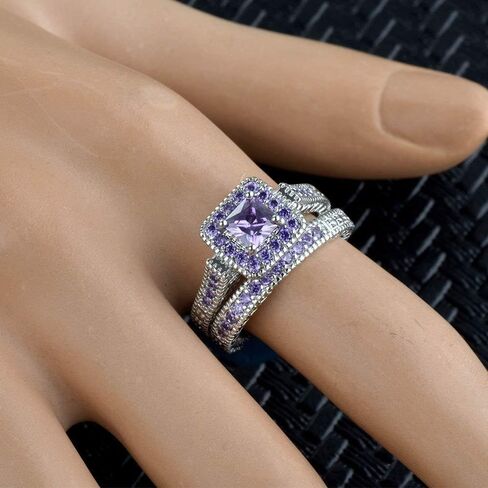 Koguxuix مجوهرات الأزياء الأميرة قص 1ct جمشت 10KT الذهب الأبيض معبأ المرأة خاتم الزواج مجموعات الفرقة in Kuwait