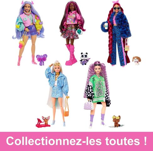 Barbie Extra Doll & Accessories with Pink-Streaked Brunette Hair in Graphic Hoodie & Plaid Skirt with Pet Panda in Saudi Arabia