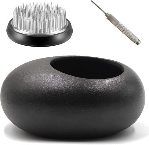 Alimtee Japanese Ikebana Vase Kit Flower Frog Japanese Flower Arranging Supplies Flower Container and 4 Floral Frog Kenzans - 1.4inch and 0.9inch Dia, Bowl Vase (Ikebana Vase - Hammering Pattern) in Kuwait