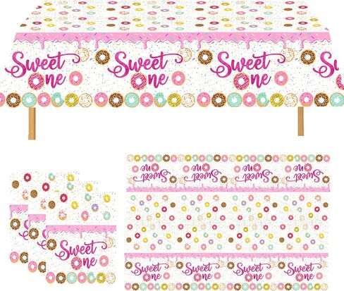 Sweet One Birthday Party Decorations Donut 1st Birthday Party Decorations 143pcs Includes Donut Paper Plates,Cups,Napkins Suitable For Donut 1st Birthday Party Decorations in Kuwait