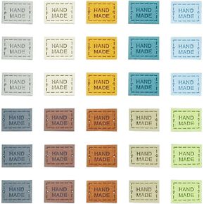 Juland PU Leather Label 100 قطعة ملابس يدوية الصنع منقوشة بعلامة تزيين متماسكة DIY إكسسوارات لحقائب الجينز وقبعة الأحذية - 1.5 × 2 سم - 10 ألوان in Kuwait