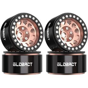 RC 1.9inch Beadlock Wheels - Offset -10.5mm Aluminum Wheel Rim Hub for 1/10 RC Crawler Car Axial SCX10 UTB10 TRX4 TRX6 Redcat Gen7 Gen8 VS4-10 Upgrade Accessories (4Pcs Red)