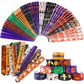 ELCOHO 72 Pieces Halloween Favors Slap Bracelets Toys Halloween Wristbands Slap Bracelets for Halloween Trick or Treat Gifts in Saudi Arabia