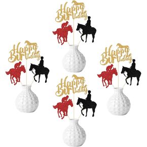 Horse Racing Centerpieces Sticks, Horse Themed Birthday Party Decorations, Western Bull Riding Competition Party Decors, Equestrian Theme Baby Shower Supplies Black Red Gold 12 Pcs in Kuwait