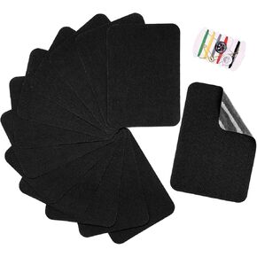 12PCS Iron-on Repair Patch, Cotton Repair Patch for Clothes Pants Mending and Decorating Size 3" by 4-1/4", Black