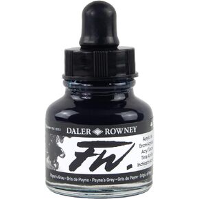 Daler-Rowney FW Acrylic Ink Bottle Paynes Grey - Versatile Acrylic Drawing Ink for Artists and Students - Permanent Calligraphy Ink - Archival Ink for Illustrating and More