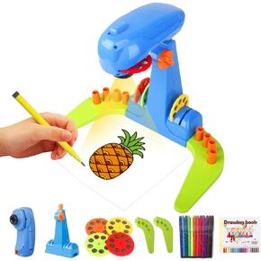 Projection Drawing for Kids，smart art sketcher projector toddler toy, with 32 Slide Cartoon Patterns and 12 Color Brush, Adjustable Pattern Size,Suitable for Children to Learn to Draw and Sketch