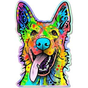 ملصق German Shepherd - ملصقات Dean Russo German Shepherd (عبوة من قطعتين تتضمن مقاسين) ملصقات ثلاثية الأبعاد مقاومة للماء للسيارات ونوافذ السيارات وزجاجات المياه والهواتف. in Kuwait
