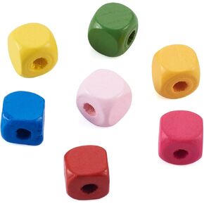 100 قطعة مختلط اللون مصبوغ مكعب خرزات خشبية 10x10 مللي متر ملون خشبي مربع فضفاض خزر عازل لصنع المجوهرات in Kuwait