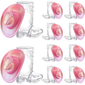 كرافتشو 40 قطعة من قبعة راعية البقر النيون الصغيرة وأحذية رعاة البقر نظارات للحفلات، قبعة شرب ديسكو لامعة ثلاثية الأبعاد، قبعة كاوبوي غربية صغيرة، حذاء كاوبوي بلاستيكي شفاف لمستلزمات حفلات اعياد in Kuwait