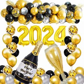 2024 Balloons New Year Balloons Kit Decorations 2024 Happy New Year Party Supplies 2024 Foil Balloon Banner Tassel Latex Balloon, Gift for New Year Decor Backdrop (Explosion Star) in Saudi Arabia
