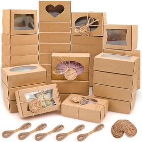 100 قطعة من صناديق الصابون من موكيوين للصابون المنزلي، 3.54 × 2.36 × 1.18 بوصة صناديق صابون مع نافذة، مستلزمات صناديق تغليف الصابون كرافت (أسود) in Kuwait