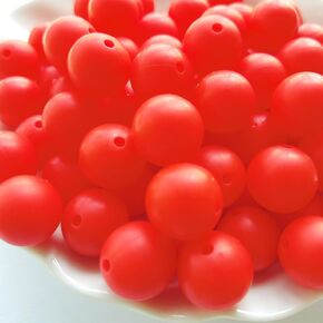 Sepfavo 100pcs Silicone Beads, 15mm Round White Silicone Bulk Beads for Keychain Making, Rubber Craft Beads for Bracelet Necklace DIY Crafts