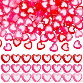 Quelay 600 Pcs Heart Spacer Beads Double Heart Beads 8mm Heart Shape Beads 3 Colors Love Mixed Flat Loose Pony Beads 8mm with 1.8mm Hole Colorful Bright Looking Pony Beads for DIY Crafts Accessories in Kuwait