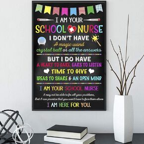 Unikei I am Your School Nurse I Don't Have A Magic Wand Sign, School Nurse Office Poster, School Health Office, Health Clinic Print, Chalkboard Sign 12x18 Inch No Framed in Saudi Arabia