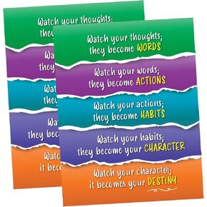 Watch Your Thoughts Inspirational Posters (10 Pack) - Laminated, 17 x 22 inches - Workplace Motivational Posters - Character Trait Posters for Classroom - Kindness Inspirational Anti Bullying Posters in Kuwait